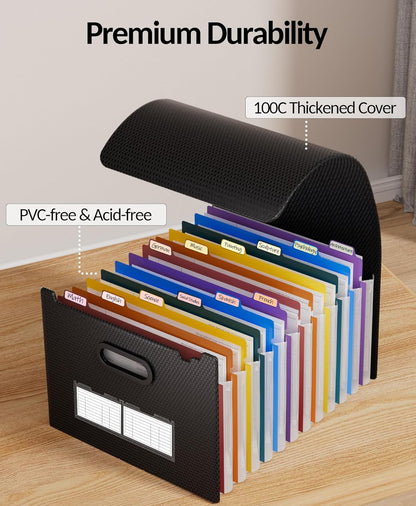 Sooez Accordion File Organizer, 13-Pocket Expanding File Folder Letter Size