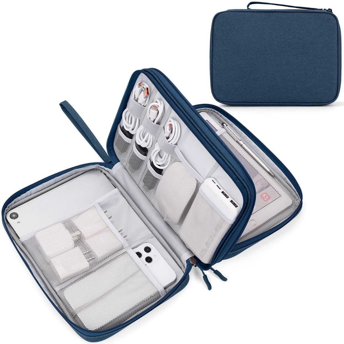 FYY Electronic Organizer, Travel Tech Pouch Bag, Cable Organizer Navy
