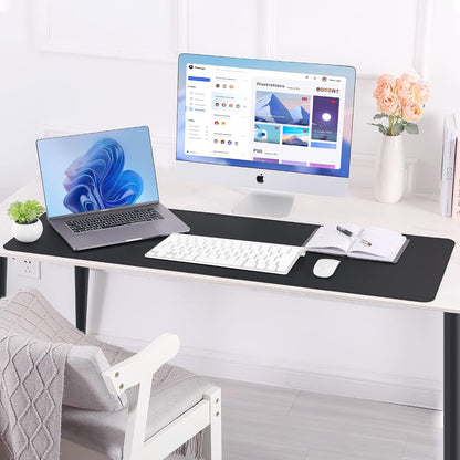 AFIING Large Desk Mat, 47" x 17",Black,Leather Desk Pad Protector for Mouse