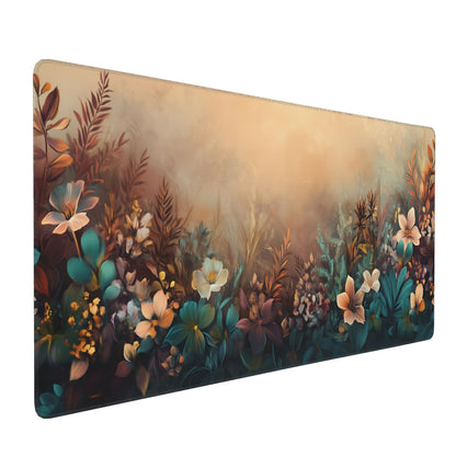 Dark Green Floral XXL Desk Mat, Extra Large Mouse Pad with Anti-Slip Base & Stitched Edges for Women, Aesthetic Desk Pad for Home Office Computer, Keyboard Mat Office Supplies Decor