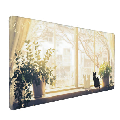 Dark Green Floral XXL Desk Mat, Extra Large Mouse Pad with Anti-Slip Base & Stitched Edges for Women, Aesthetic Desk Pad for Home Office Computer, Keyboard Mat Office Supplies Decor