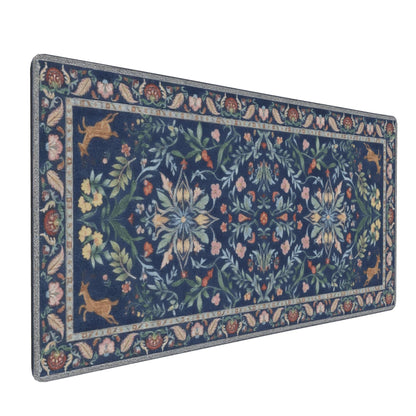 Dark Green Floral XXL Desk Mat, Extra Large Mouse Pad with Anti-Slip Base & Stitched Edges for Women, Aesthetic Desk Pad for Home Office Computer, Keyboard Mat Office Supplies Decor