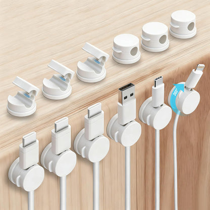 OneLeaf 12 Pack Rotatable Spring Cord Holders, 1s Lock Adhesive Cable Clips