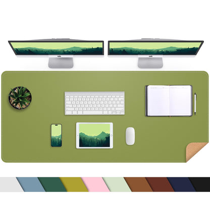 AFIING Large Desk Mat, 47" x 17",Black,Leather Desk Pad Protector for Mouse