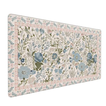 Dark Green Floral XXL Desk Mat, Extra Large Mouse Pad with Anti-Slip Base & Stitched Edges for Women, Aesthetic Desk Pad for Home Office Computer, Keyboard Mat Office Supplies Decor