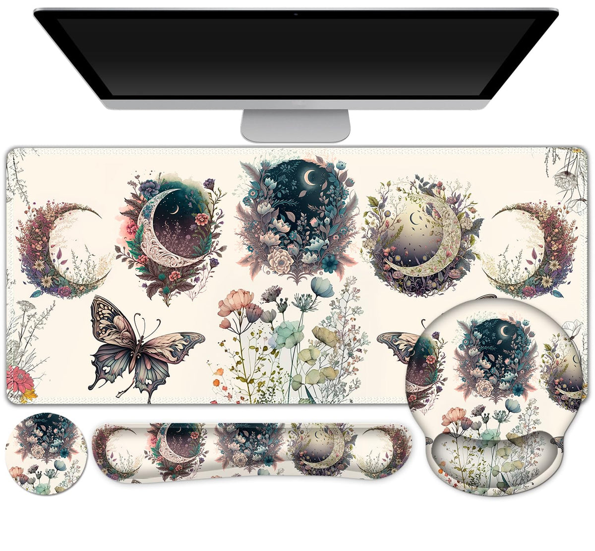 Gaming Mouse Pad Large Desk Mat, Cute Purple Marble Rose Desk Pad Protector