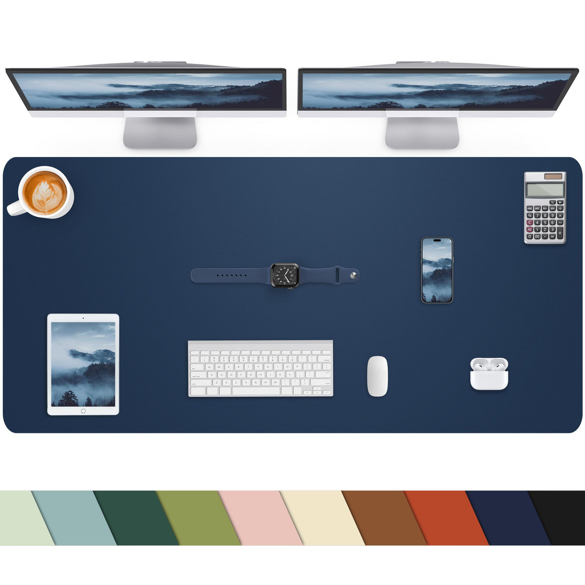 Leather Desk Pad Protector, Office Desk Mat, Large Mouse Pad, Non-Slip PU Leather Desk Blotter, Laptop Desk Pad Desk Accessories for Office and Home (Black, 40" x 17")
