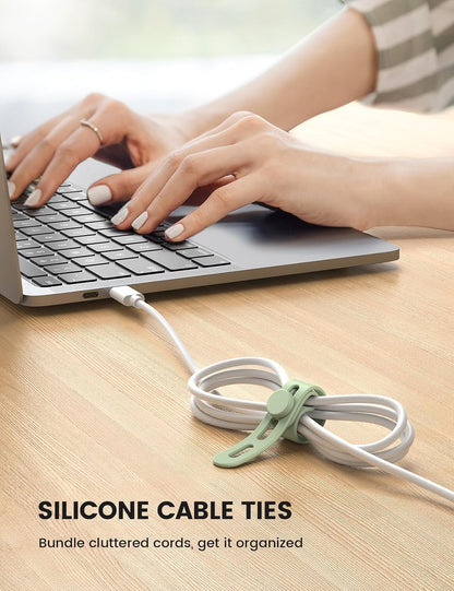 Lamicall 20 Pack Silicone Cable Ties, Reusable Cord Organizer Straps