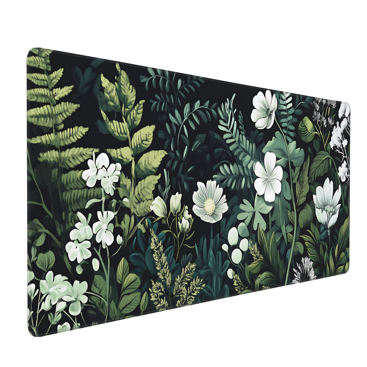 Dark Green Floral XXL Desk Mat, Extra Large Mouse Pad with Anti-Slip Base & Stitched Edges for Women, Aesthetic Desk Pad for Home Office Computer, Keyboard Mat Office Supplies Decor