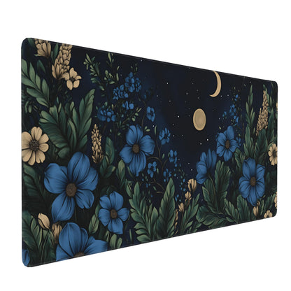 Dark Green Floral XXL Desk Mat, Extra Large Mouse Pad with Anti-Slip Base & Stitched Edges for Women, Aesthetic Desk Pad for Home Office Computer, Keyboard Mat Office Supplies Decor