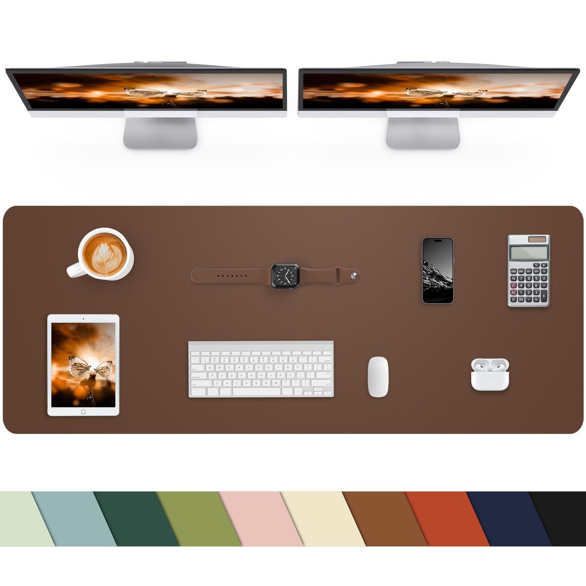 Leather Desk Pad Protector, Office Desk Mat, Large Mouse Pad, Non-Slip PU Leather Desk Blotter, Laptop Desk Pad Desk Accessories for Office and Home (Black, 40" x 17")