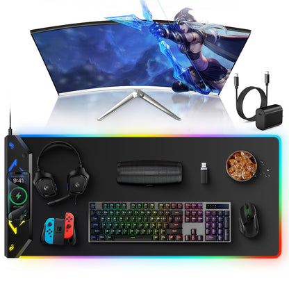 TopMade Wireless Charging Mouse Pad, 31.5"x15.75" XXL Extra Large Gaming Mousepads Waterproof Desk Pad with Ultra-Smooth Surface, Non-Slip Base, Classic Black Computer Desk Mat for MacBook, PC, Laptop