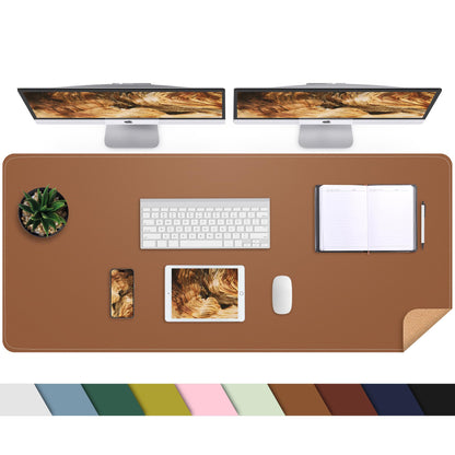 AFIING Large Desk Mat, 47" x 17",Black,Leather Desk Pad Protector for Mouse