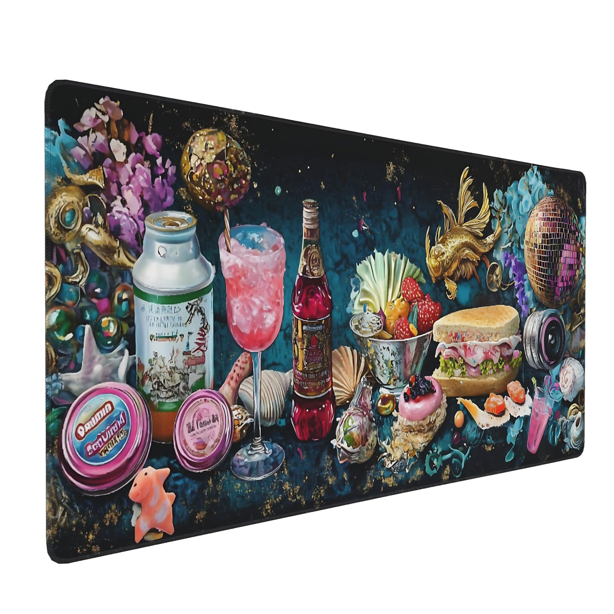 Dark Green Floral XXL Desk Mat, Extra Large Mouse Pad with Anti-Slip Base & Stitched Edges for Women, Aesthetic Desk Pad for Home Office Computer, Keyboard Mat Office Supplies Decor