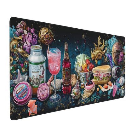 Dark Green Floral XXL Desk Mat, Extra Large Mouse Pad with Anti-Slip Base & Stitched Edges for Women, Aesthetic Desk Pad for Home Office Computer, Keyboard Mat Office Supplies Decor