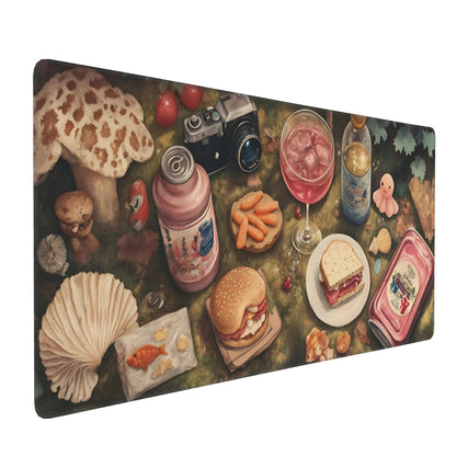 Dark Green Floral XXL Desk Mat, Extra Large Mouse Pad with Anti-Slip Base & Stitched Edges for Women, Aesthetic Desk Pad for Home Office Computer, Keyboard Mat Office Supplies Decor