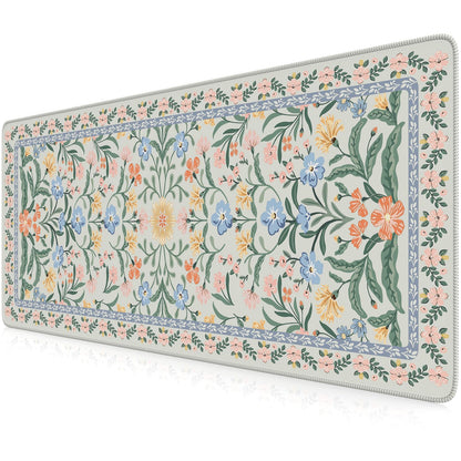 iCasso Aesthetic Desk Mat,31.5x11.8in Mouse Pads, Pink Floral