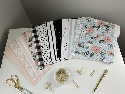 Cute Decorative File Folders, 12 Pack 3-Tab Letter Size, Boho Manila