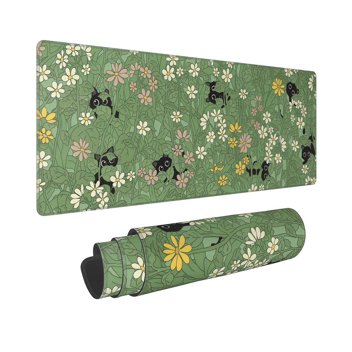 Cute Purple Mouse Pad,Large Kawaii Gaming Desk Mat 31.5 x 12 in