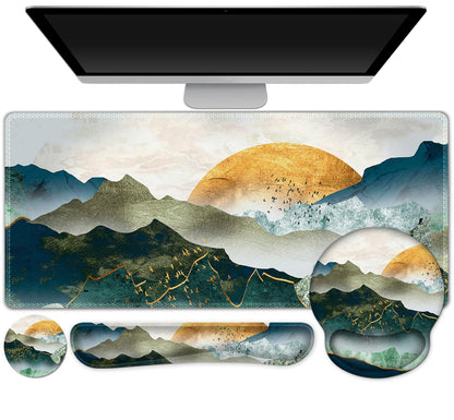 Gaming Mouse Pad Large Desk Mat, Cute Purple Marble Rose Desk Pad Protector