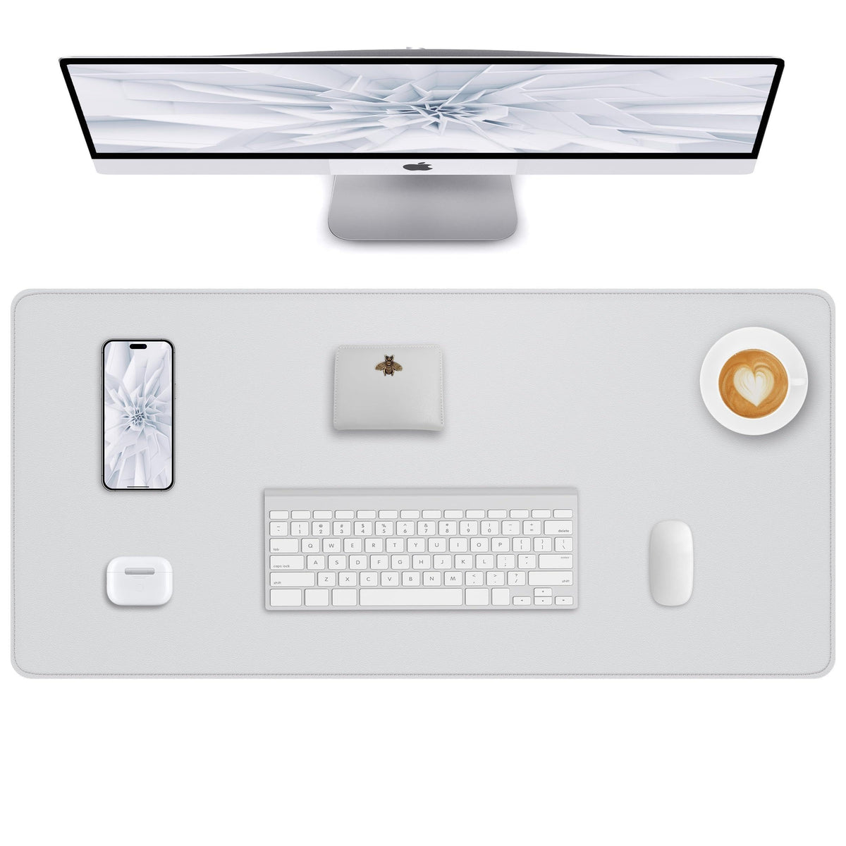 AFIING Desk Pad Protector 23.6" x 13.7" - Non-Slip Waterproof PU Leather Desk Mat for Mouse, Keyboard, Laptop, Office and Home Workspace (Beige)