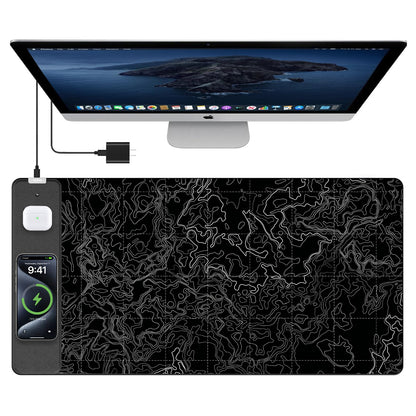 TopMade Mouse Pad with 15W Fast Wireless Charging, 31.5"x15.75" XXL Large Gaming Waterproof Desk Pad with Ultra-Smooth Surface, Non-Slip Base, Computer Desk Mat for MacBook, PC, Laptop, Black