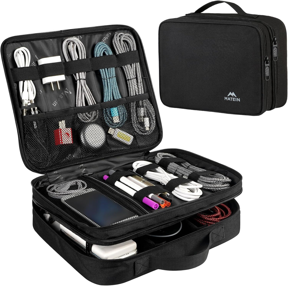 MATEIN Cable Organizer Bag, Large Travel Storage Bag, Sturdy Tool Case