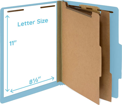Blue Summit Supplies 10 Classification Folders, 2 Divider, Light Blue