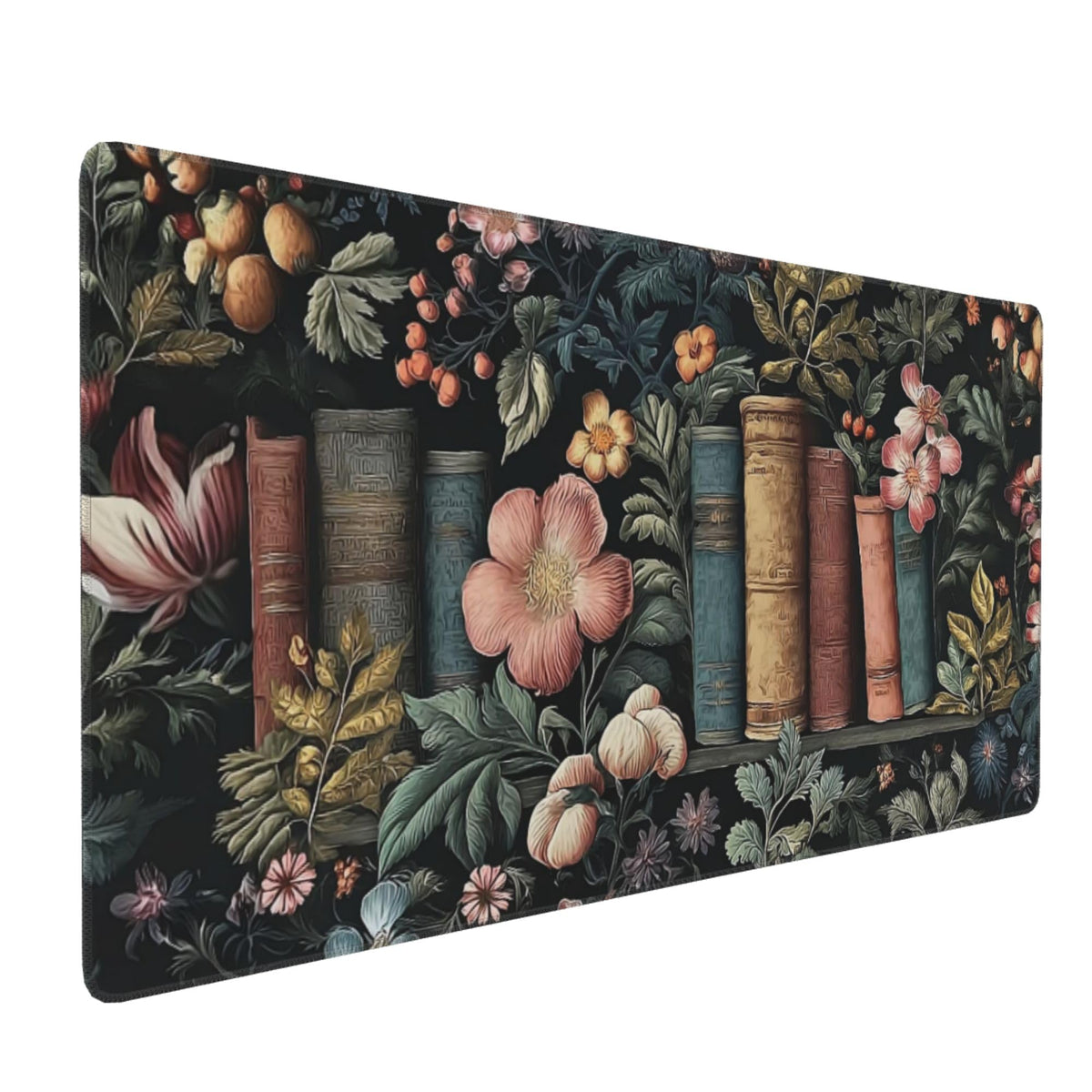 Dark Green Floral XXL Desk Mat, Extra Large Mouse Pad with Anti-Slip Base & Stitched Edges for Women, Aesthetic Desk Pad for Home Office Computer, Keyboard Mat Office Supplies Decor