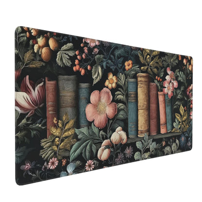 Dark Green Floral XXL Desk Mat, Extra Large Mouse Pad with Anti-Slip Base & Stitched Edges for Women, Aesthetic Desk Pad for Home Office Computer, Keyboard Mat Office Supplies Decor