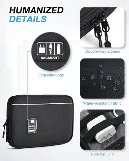 BAGSMART Large Electronic Organizer Travel Case for Tech Accessories, Black