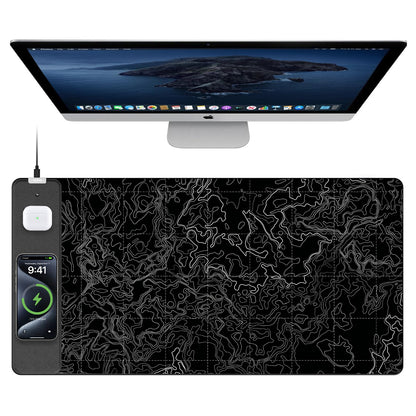 TopMade Mouse Pad with 15W Fast Wireless Charging, 31.5"x15.75" XXL Large Gaming Waterproof Desk Pad with Ultra-Smooth Surface, Non-Slip Base, Computer Desk Mat for MacBook, PC, Laptop, Black