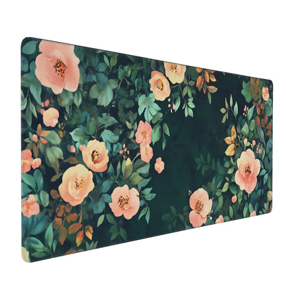 Dark Green Floral XXL Desk Mat, Extra Large Mouse Pad with Anti-Slip Base & Stitched Edges for Women, Aesthetic Desk Pad for Home Office Computer, Keyboard Mat Office Supplies Decor