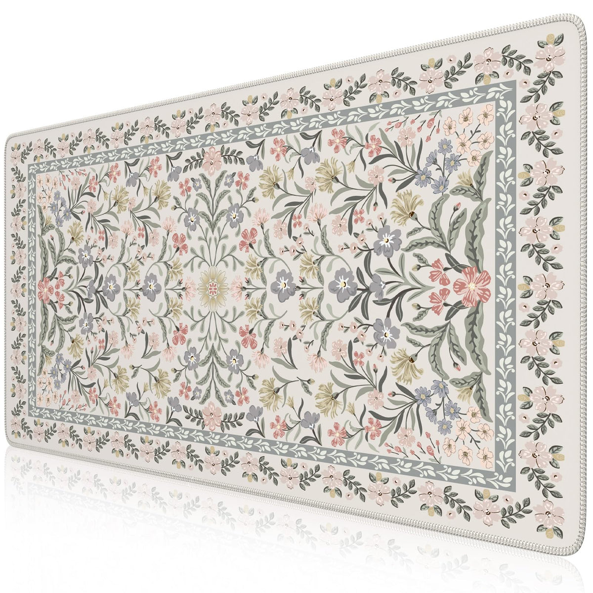 iCasso Aesthetic Desk Mat,31.5x11.8in Mouse Pads, Pink Floral