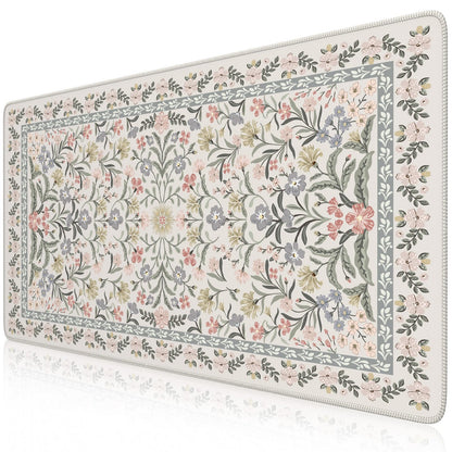 iCasso Aesthetic Desk Mat,31.5x11.8in Mouse Pads, Pink Floral