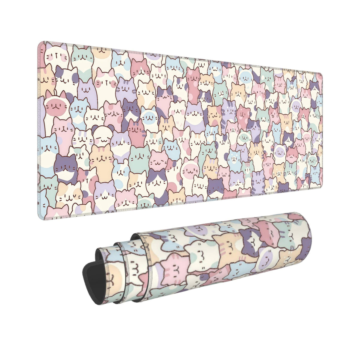 Cute Purple Mouse Pad,Large Kawaii Gaming Desk Mat 31.5 x 12 in