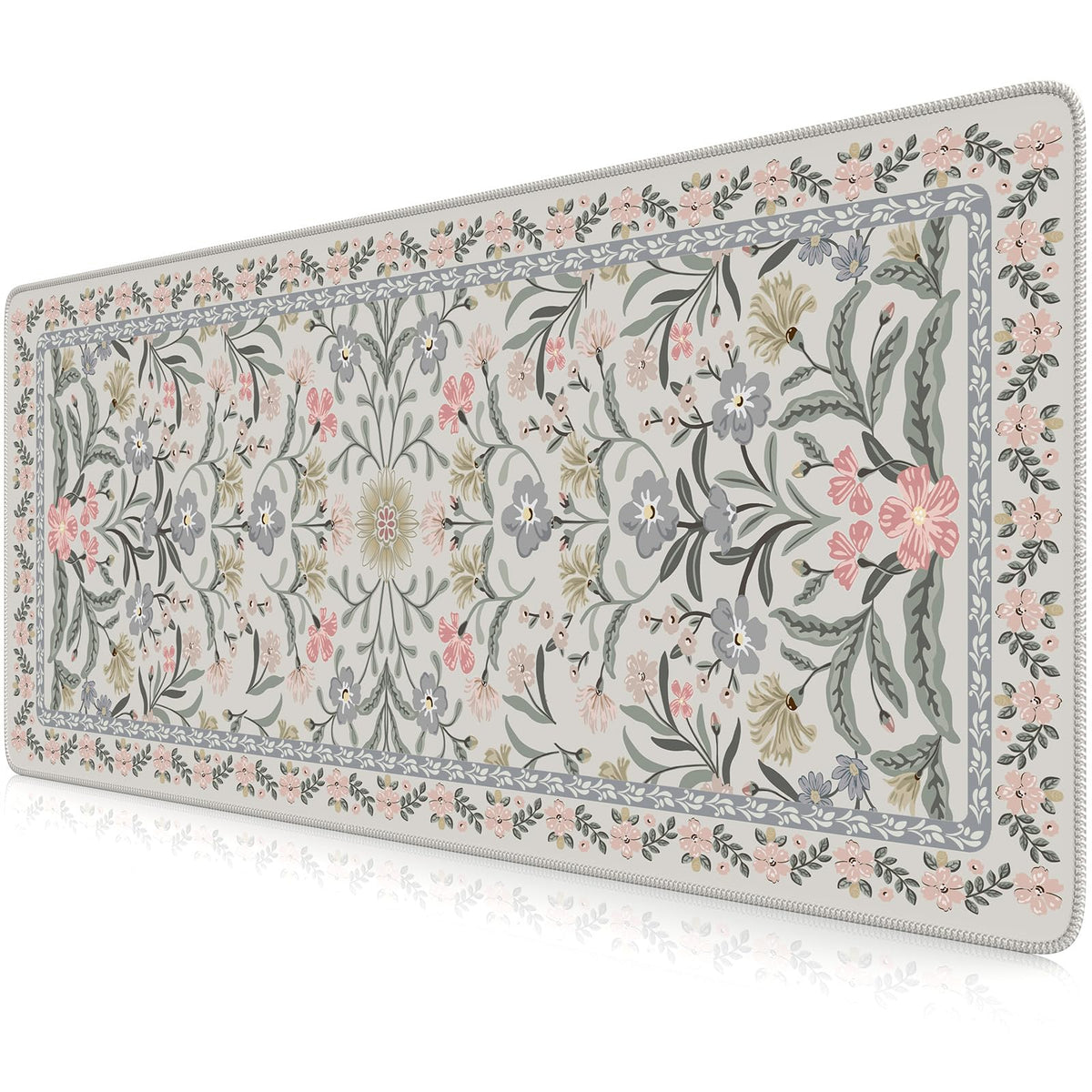 iCasso Aesthetic Desk Mat,31.5x11.8in Mouse Pads, Pink Floral