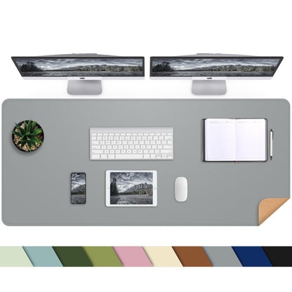 AFIING Large Desk Mat, 47" x 17",Black,Leather Desk Pad Protector for Mouse
