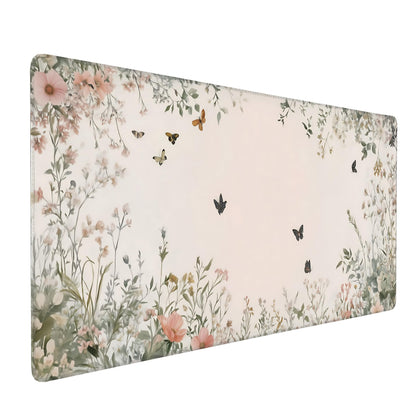 Dark Green Floral XXL Desk Mat, Extra Large Mouse Pad with Anti-Slip Base & Stitched Edges for Women, Aesthetic Desk Pad for Home Office Computer, Keyboard Mat Office Supplies Decor