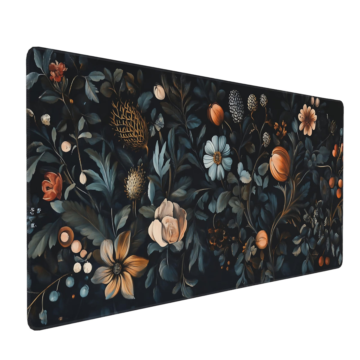 Dark Green Floral XXL Desk Mat, Extra Large Mouse Pad with Anti-Slip Base & Stitched Edges for Women, Aesthetic Desk Pad for Home Office Computer, Keyboard Mat Office Supplies Decor