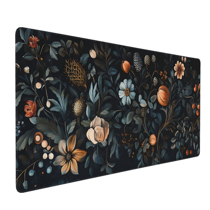 Dark Green Floral XXL Desk Mat, Extra Large Mouse Pad with Anti-Slip Base & Stitched Edges for Women, Aesthetic Desk Pad for Home Office Computer, Keyboard Mat Office Supplies Decor