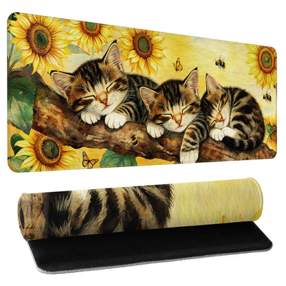 Leopard Desk Mat 31.5x11.8 Inch with Anti-Slip Rubber Base for Home Office