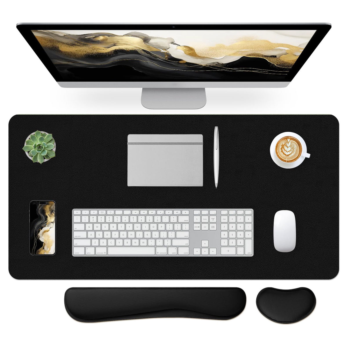 Bloss Green Desk Mat, Desk Matt for Desktop, Large Leather Desk Pad, Desk Pad Mat Waterproof, Computer Mat for Office Work/Home/Decor (31.5 x 15.7 Inches)