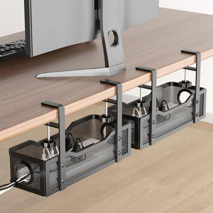 Cinati Under Desk Cable Management Tray, 13.4" Metal Cord Organizer, White