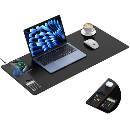TopMade Wireless Charging Mouse Pad, 31.5"x15.75" XXL Extra Large Gaming Mousepads Waterproof Desk Pad with Ultra-Smooth Surface, Non-Slip Base, Classic Black Computer Desk Mat for MacBook, PC, Laptop