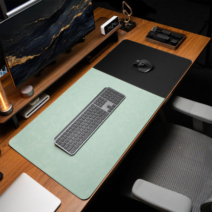 HAUTOCO Cork Desk Mat 31.5"x15.7", Distressed PU Leather & Cloth Desk Pad