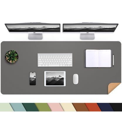 AFIING Large Desk Mat, 47" x 17",Black,Leather Desk Pad Protector for Mouse