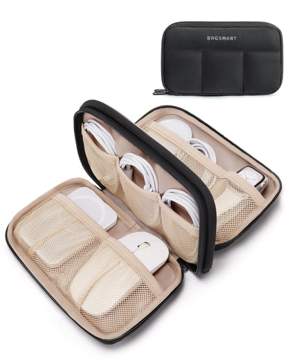 BAGSMART Electronics Organizer Travel Case for Cords Chargers Phones, Pink