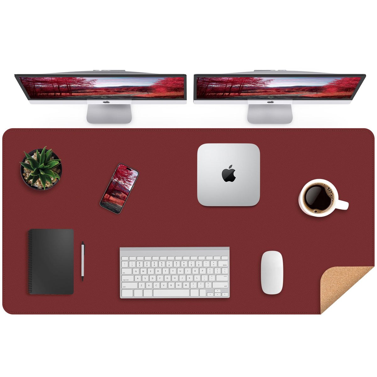 AFIING Large Desk Mat, 47" x 17",Black,Leather Desk Pad Protector for Mouse