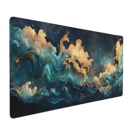 Dark Green Floral XXL Desk Mat, Extra Large Mouse Pad with Anti-Slip Base & Stitched Edges for Women, Aesthetic Desk Pad for Home Office Computer, Keyboard Mat Office Supplies Decor